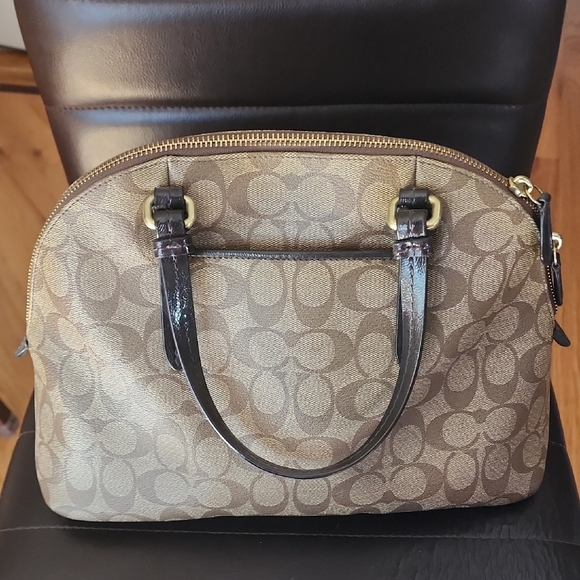 Coach Tan and Black Signature Satchel Slightly Used. - Picture 2 of 6